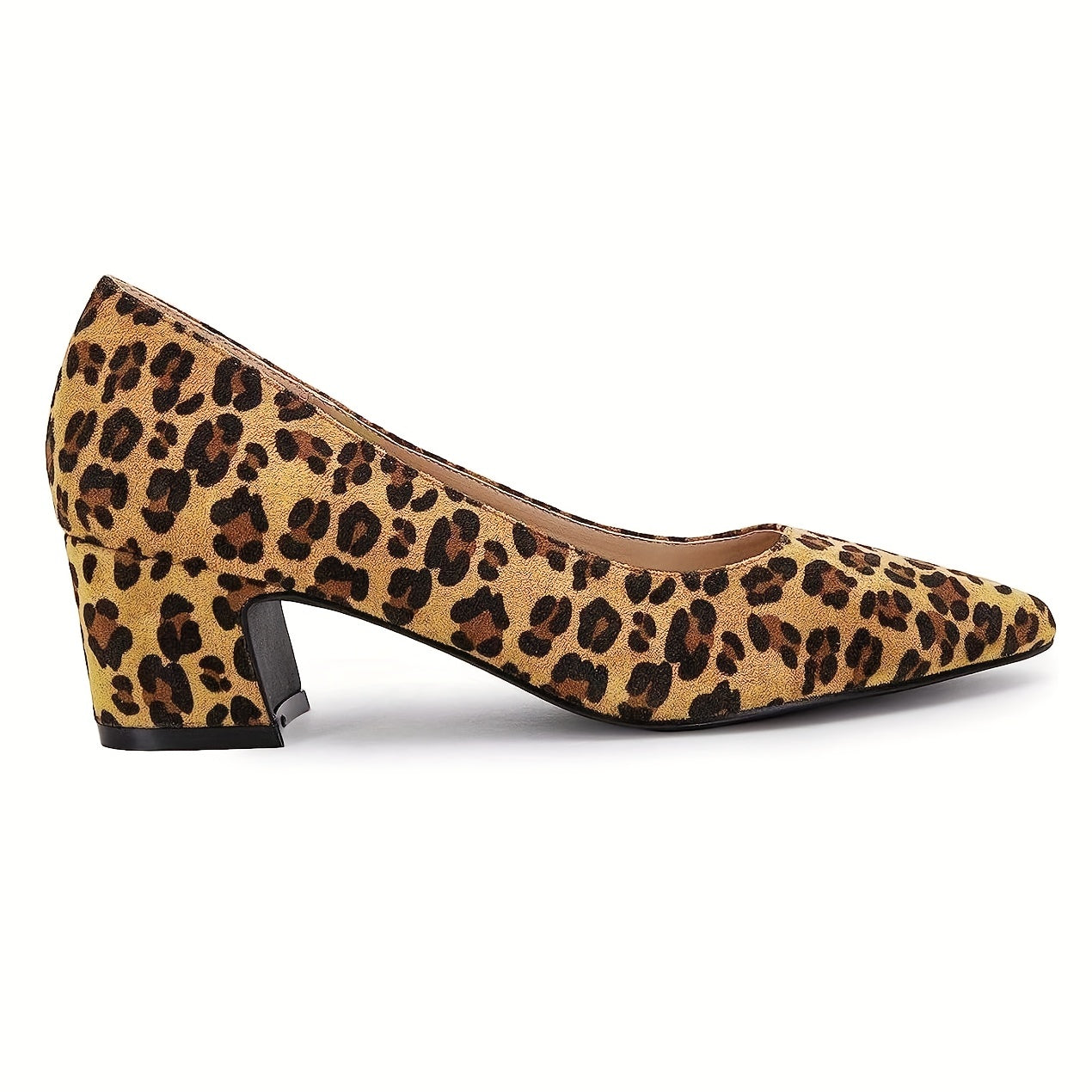 Leopard Print Low Heel Pointed Toe Slip On Pumps