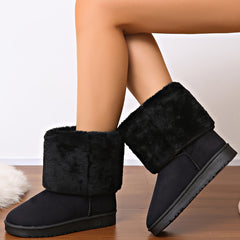 Mid Calf Round Toe Platform Snow Boots Thermal Lightweight Slip On