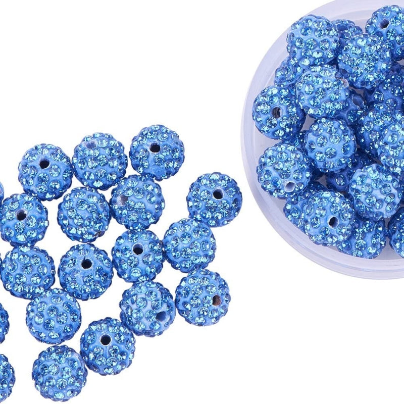 100pcs 10mm Fuchsia Rhinestone Pave Disco Ball Clay Beads