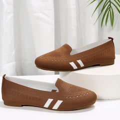 Women's Knitted Slip On Flats Comfortable Walking Shoes