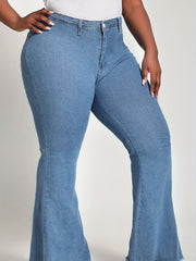 Mid-Stretch Flare Leg Jeans Button Fly