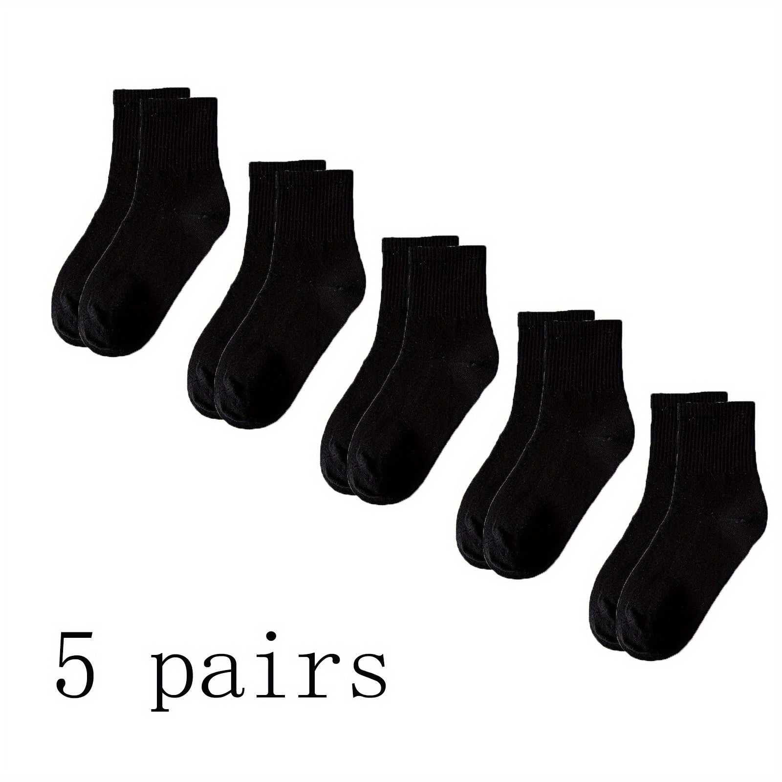5Pairs Kids Cotton Thin Sports Crew Socks Unisex Boys Girls Solid Mid Tube