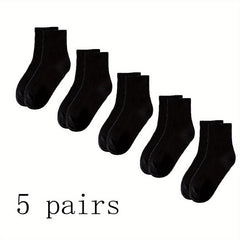 5Pairs Kids Cotton Thin Sports Crew Socks Unisex Boys Girls Solid Mid Tube