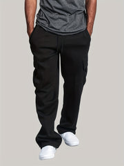 Men's Straight Leg Fleece Cargo Pants for Winter