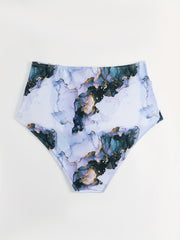 Glitter Marble Print High Waisted Swim Panty