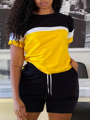 Colorblock Stripe Top & Drawstring Short