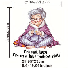 Fashionable Grandma Iron-On Decorative Stickers for DIY Projects