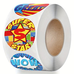500pcs Cartoon Words Sticker Roll Hero Reward Sticker for Teachers Kids Boy