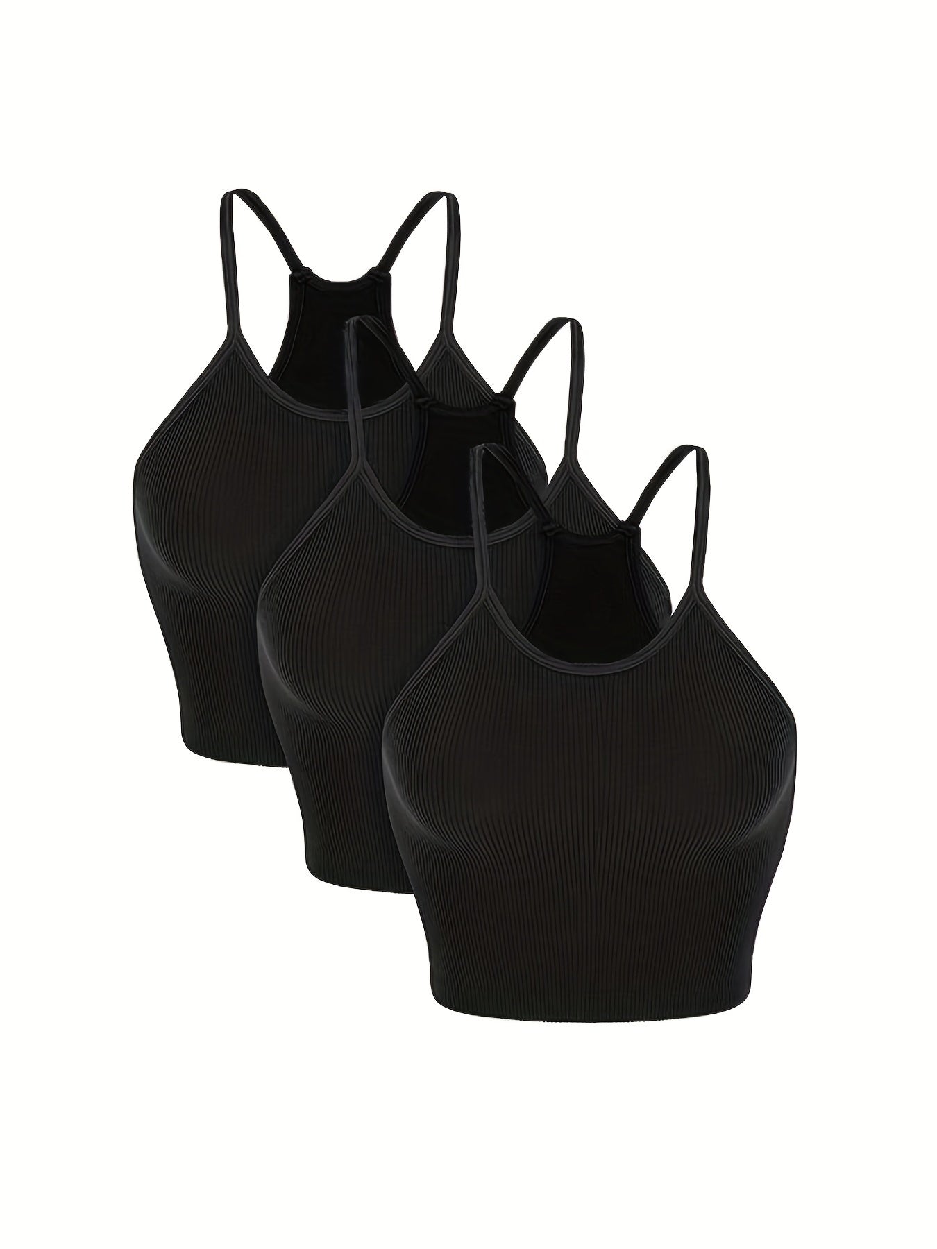Ribbed Solid Sports Cami Tank Top for Women