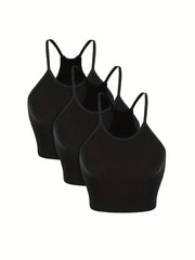 Ribbed Solid Sports Cami Tank Top for Women