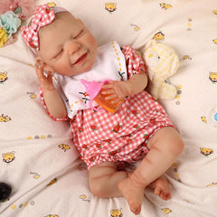 20'' Bebe Reborn Baby Doll Lifelike Sleeping Newborn Red Plaid Jumpsuit