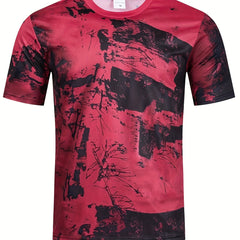 Men's Marble Pattern Print T Shirt Breathable Comfort