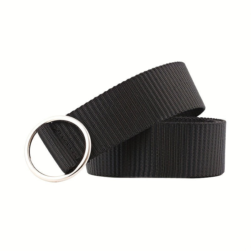 Men's Canvas Belt with Round Buckle - Ideal for Jeans