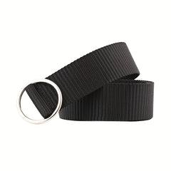 Men's Canvas Belt with Round Buckle - Ideal for Jeans