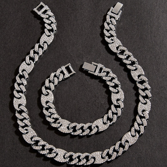 Men's 3 to 1 Oval Necklace and Bracelet Set