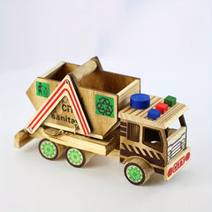 Engineering Guard Car Mini Model Car Toy Painted Wooden Toy Car Model