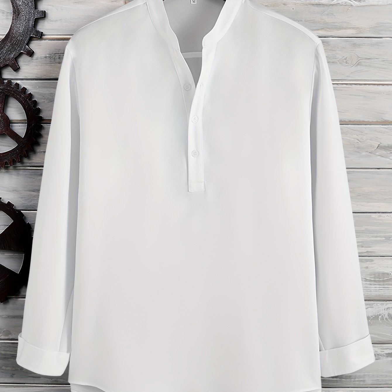 Men's Stand Collar Long Sleeve Shirt for Autumn