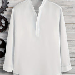 Men's Stand Collar Long Sleeve Shirt for Autumn