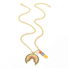 Big Shark Pendant Men Titanium WGM Chain Necklace Rapper Jewelry