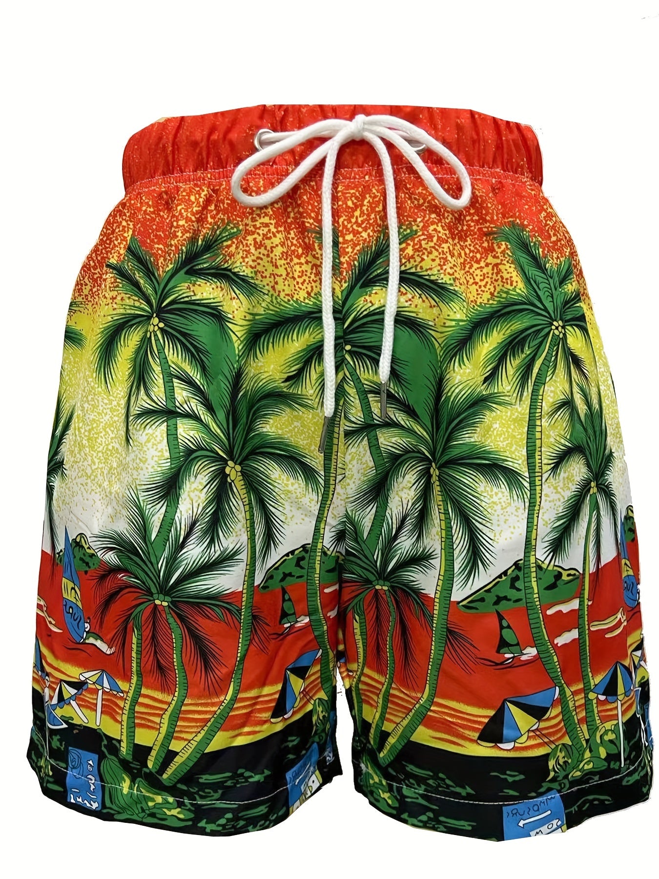 Coconut Tree Beach Pattern Men's Swim Trunks Quick Dry Beach Shorts