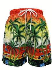 Coconut Tree Beach Pattern Men's Swim Trunks Quick Dry Beach Shorts
