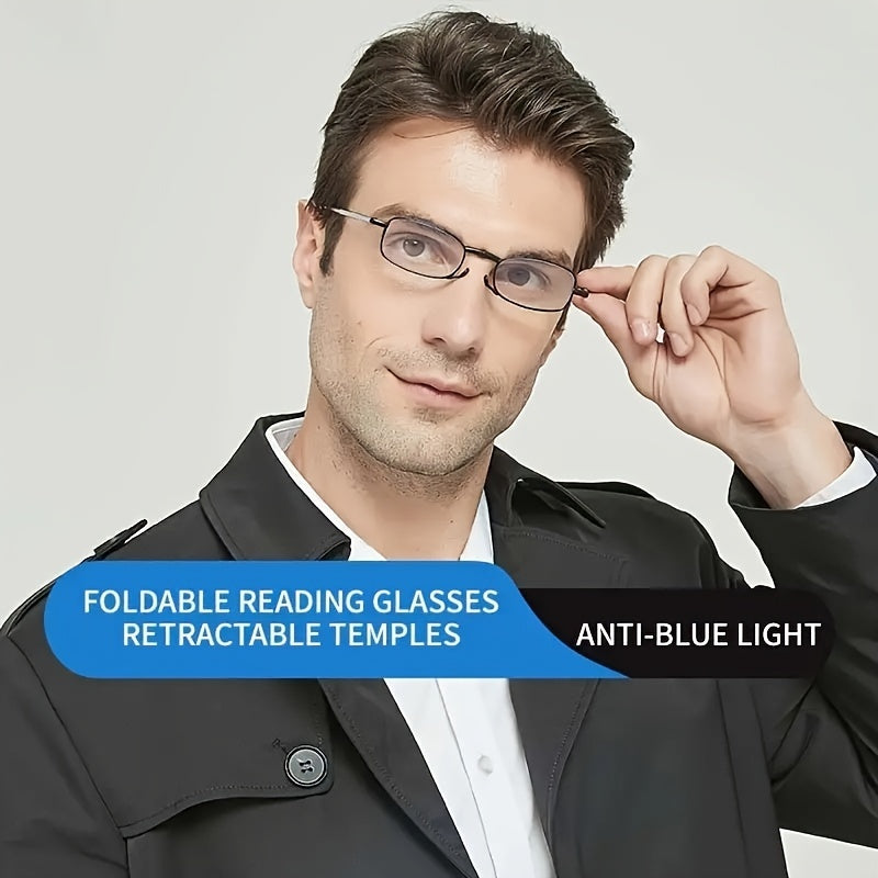 Portable Folding Reading Glasses Light Blocking Thin Frame Magnifier