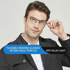 Portable Folding Reading Glasses Light Blocking Thin Frame Magnifier
