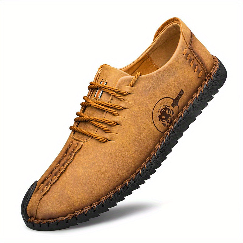 CLOHOO Leather Loafer Shoes Comfortable Lace Up Shoes