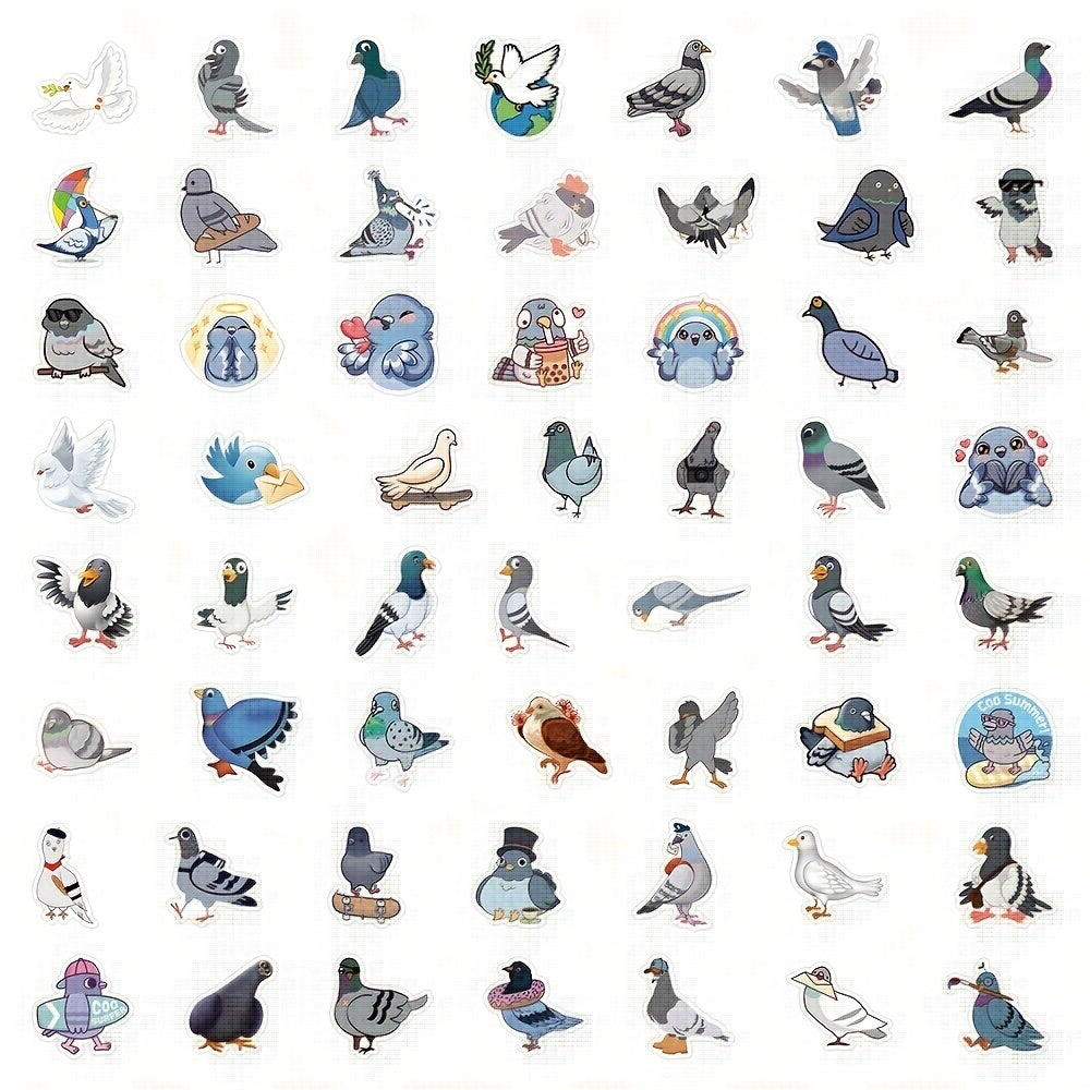 60Pcs Pigeon Cartoon Sticker For Laptop Travel Bottles