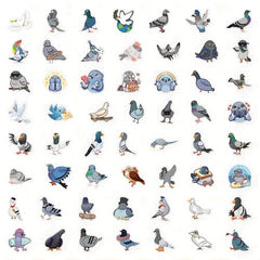 60Pcs Pigeon Cartoon Sticker For Laptop Travel Bottles