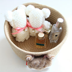 Cotton Rope Storage Basket Cartoon Makeup Organizer