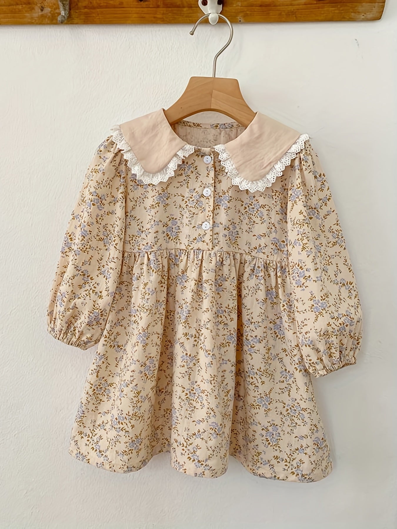 Toddler Girls Floral Dress Cotton Casual Dress Up