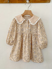 Toddler Girls Floral Dress Cotton Casual Dress Up
