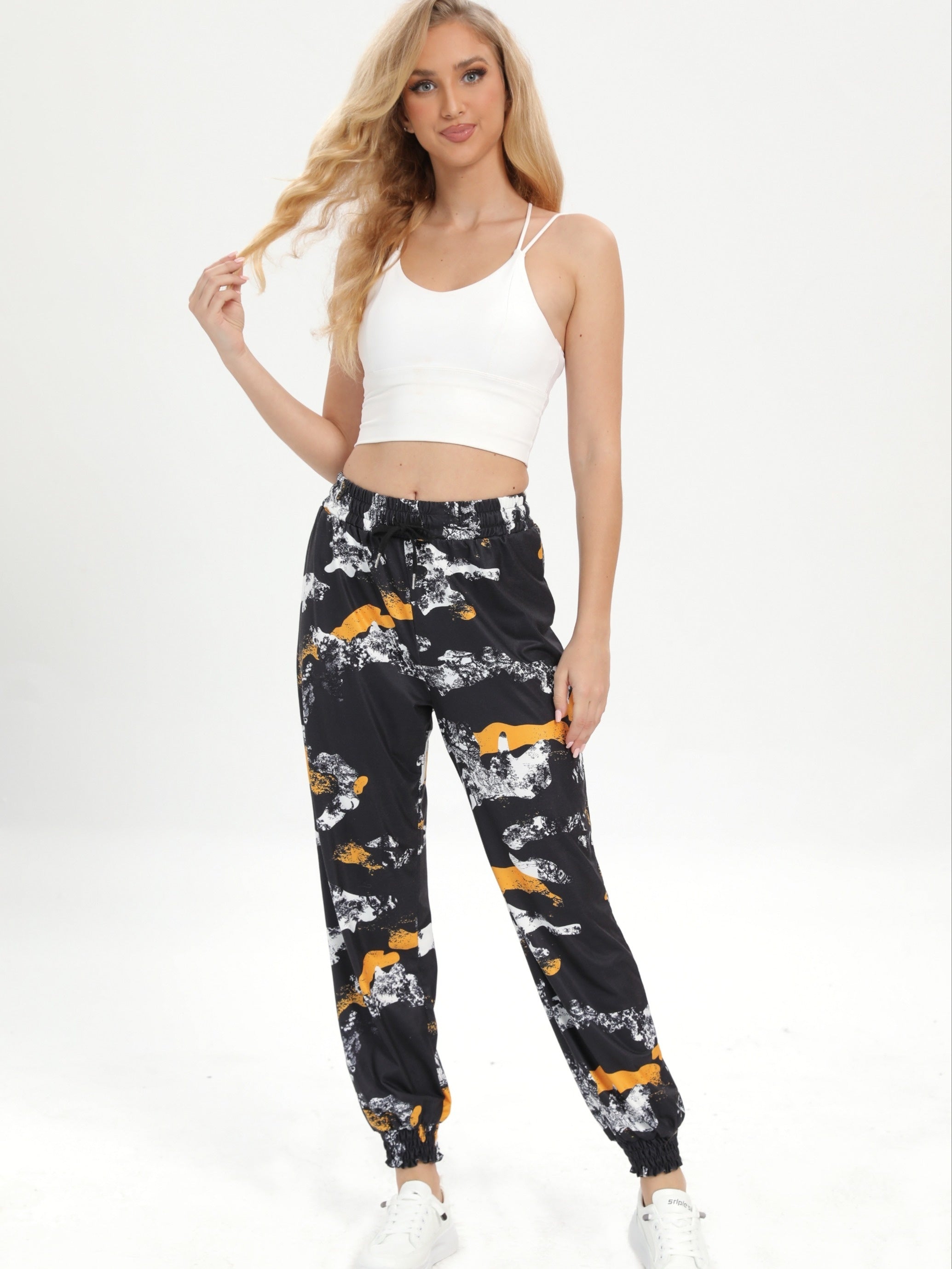 Drawstring Elastic Waist Casual Sports Pants Loose Fit Jogging Pants