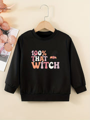 Halloween Girls Sweatshirt Combo Style Round Neck Casual Pullover Tops