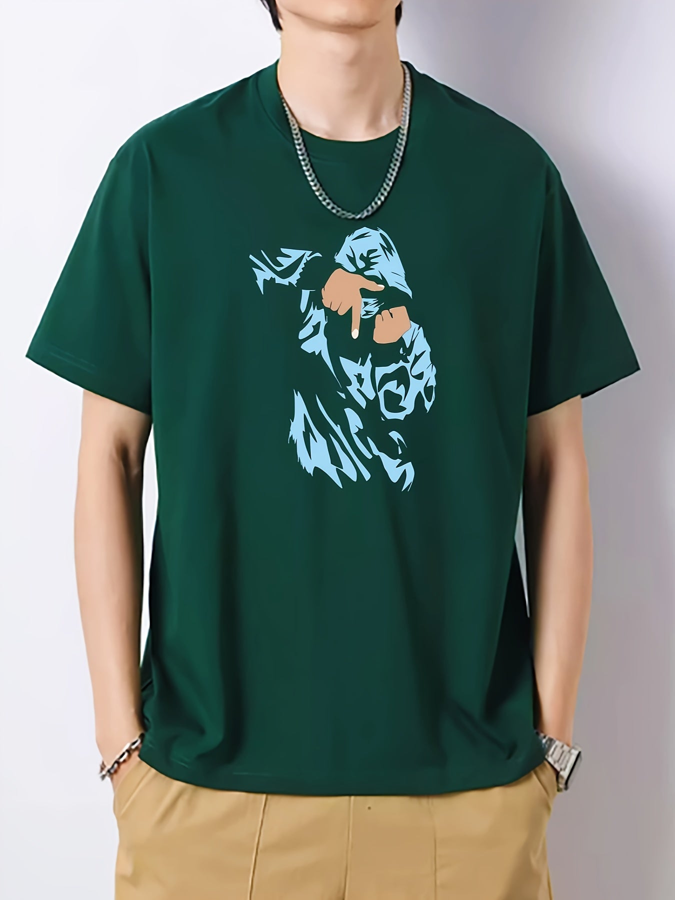 Men's Portrait Pattern Slim Fit T-shirt - Spring/Summer Holiday Top