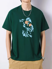 Men's Portrait Pattern Slim Fit T-shirt - Spring/Summer Holiday Top
