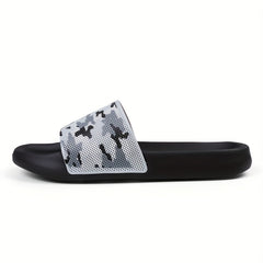 Men's Camo Lightweight Non-Slip Open-Toe Slides for Bathroom Beach