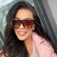 Stylish Square Oversize Frame Sunglasses One Piece Lens Vintage Ladies
