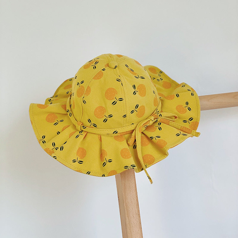 Baby Fruit Graphic Bow Bucket Hat Sun Protection Fisherman Hat