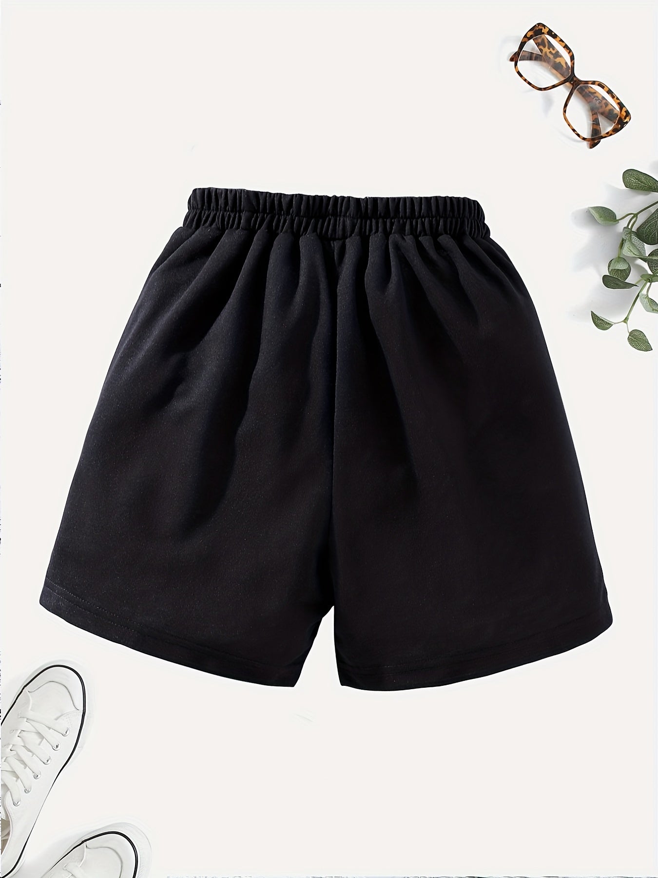 Girls' Casual Swirls & Heart Graphic Elastic Waist Shorts