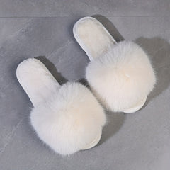 Women's Warm Plush Slippers Open Toe Bedroom Shoes