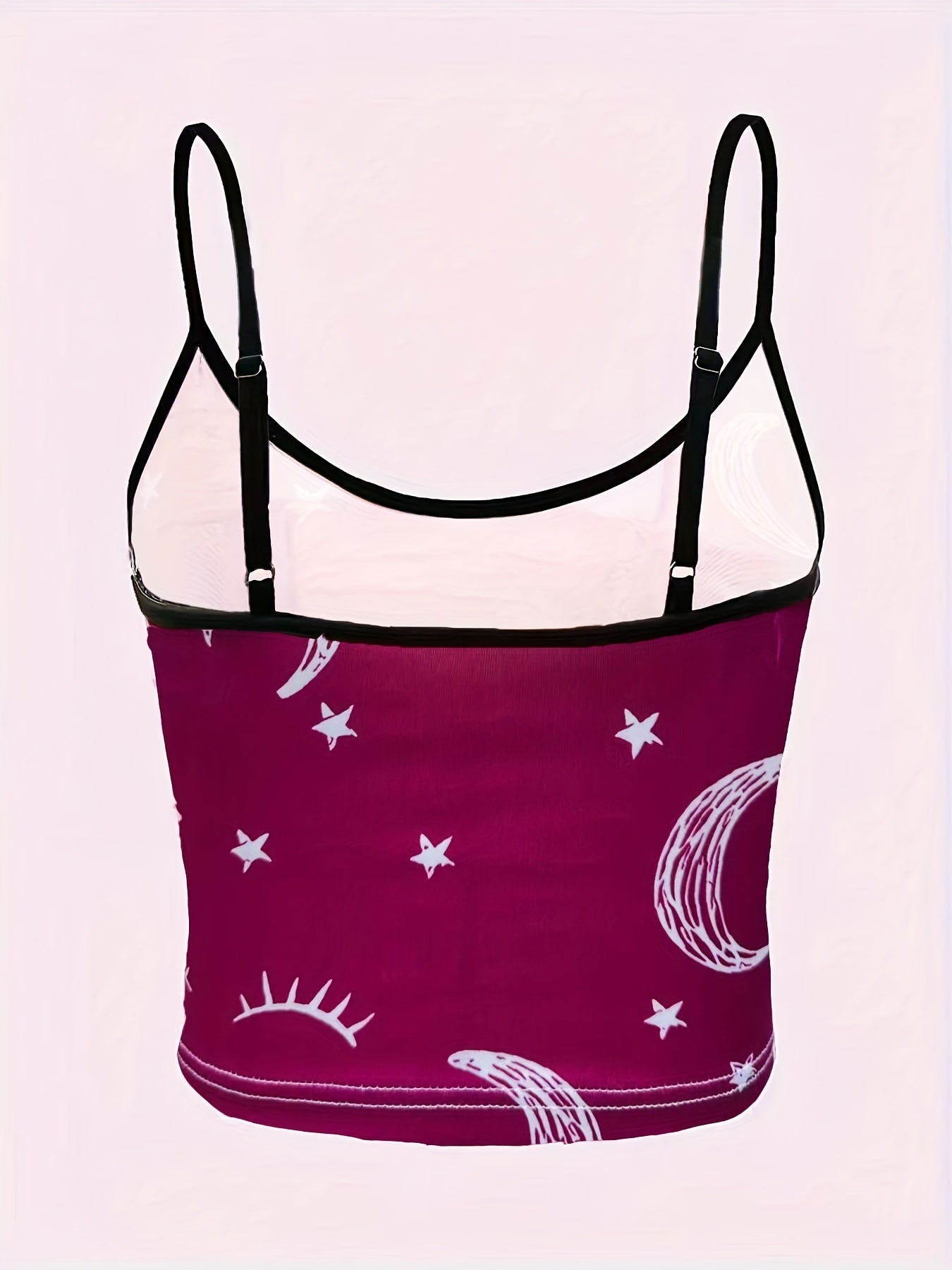 Graphic Print Spaghetti Strap Top Backless Crop Cami