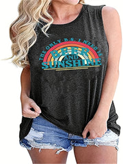 Rainbow Print Sleeveless Tank Top for Women