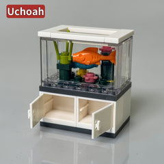 Creative Fish Tank Building Block Toy Aquarium Lizard Tank Model