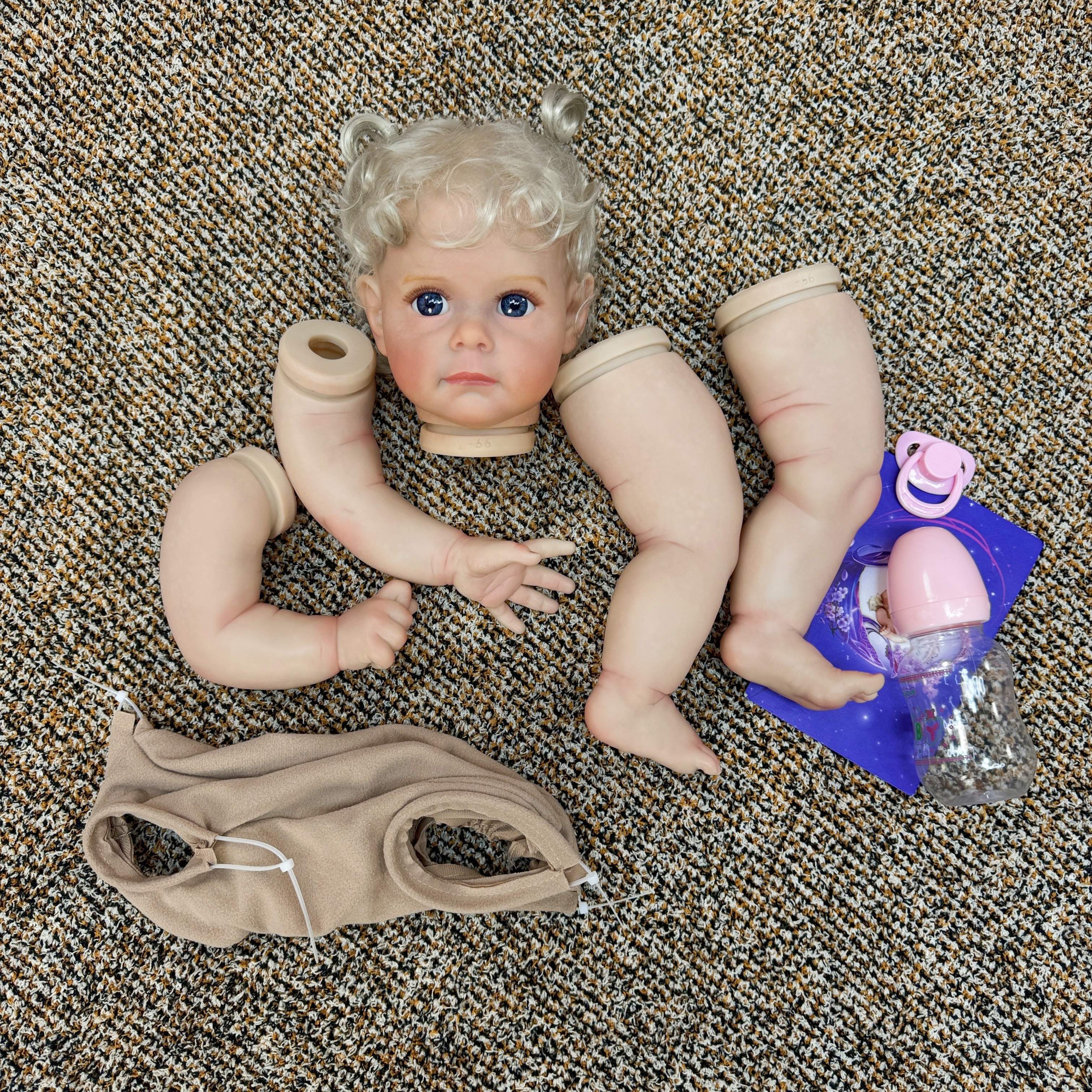 DIY Unassembled Reborn Doll Kit with Rooted Hair & 3D Painted Skin