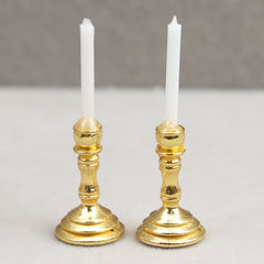 1:12 Dollhouse Mini Furniture Golden Candlestick Model Pair