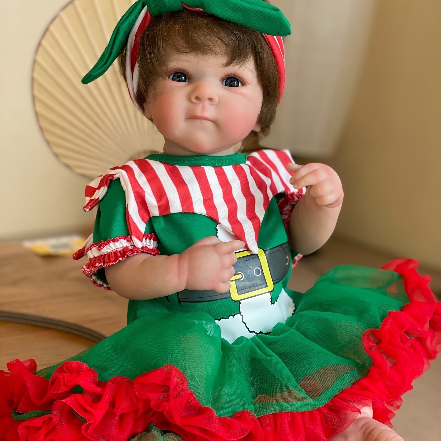 Soft Silicone Reborn Doll in Christmas Dress