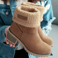 Women's Faux Fur Lined Block Heeled Ankle Boots