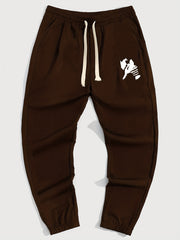 Cartoon Pattern Print Drawstring Sweatpants Loose Fit Pants Men's